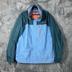 Patagonia Ski Jacket Mens XL Blue Teal Hooded RECCO Full Zip Snowshot 3-in-1